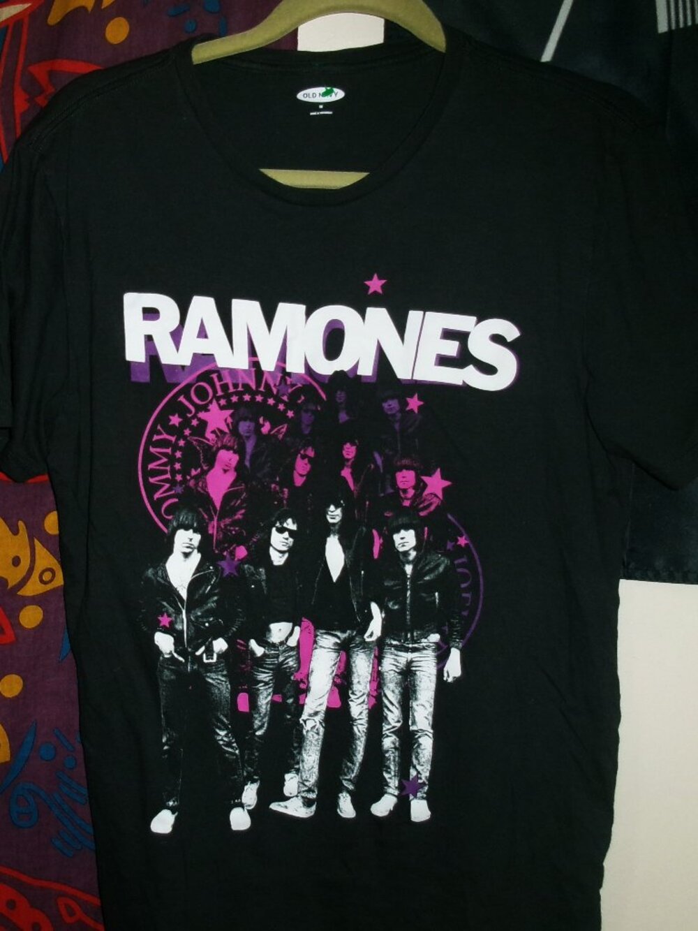 ramones famous standing pix with ramones emblem m - l women tee - nyc cbgb punk